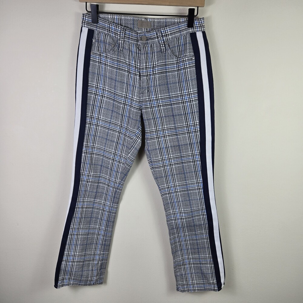 Mother Womens Pants 26 Gray Blue Plain The Insider Ankle Office Side Trim